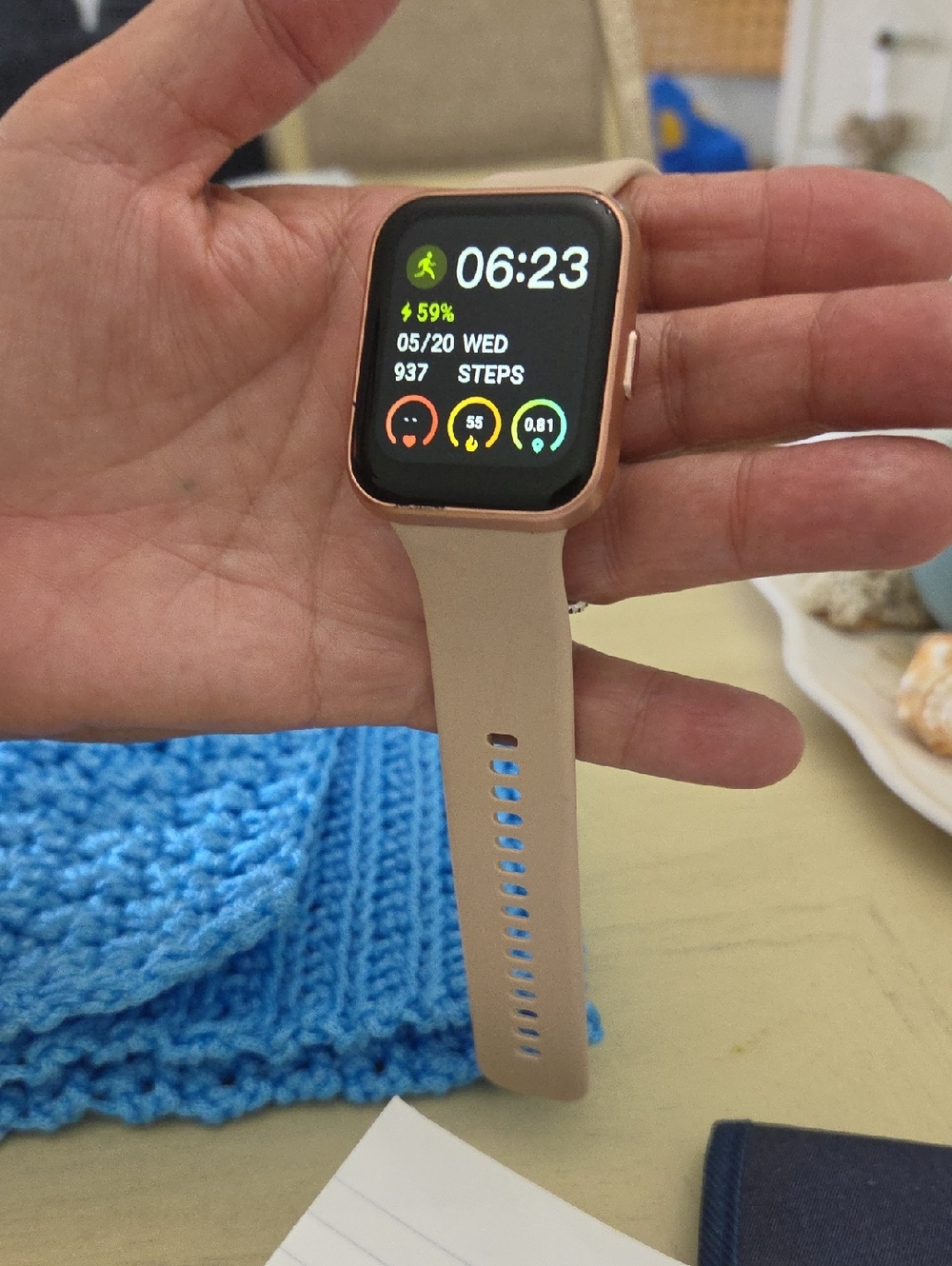 Nike Rose Gold Smartwatch with Beige Band